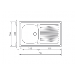 Ανοξείδωτος Νεροχύτης 79×50 Επικαθήμενος με 1 Γούρνα και Μαξιλάρι  Sanitec Mondial  11561 1VR Inox Αγυάλιστος
